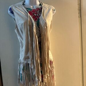 Cream Fringe Vest